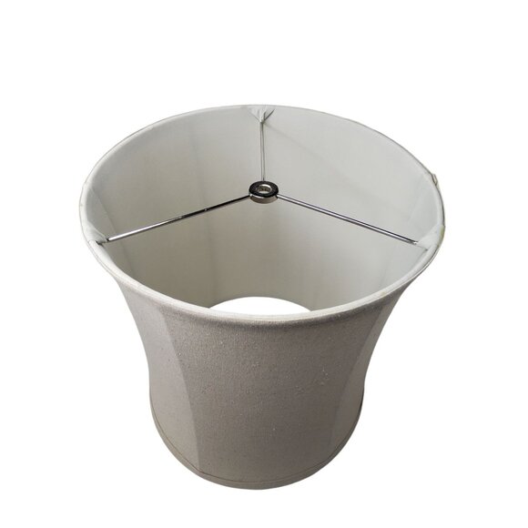 Vintage Beige Linen Curved Drum Lampshade - 14"x14"x11" - Picture 3 of 4